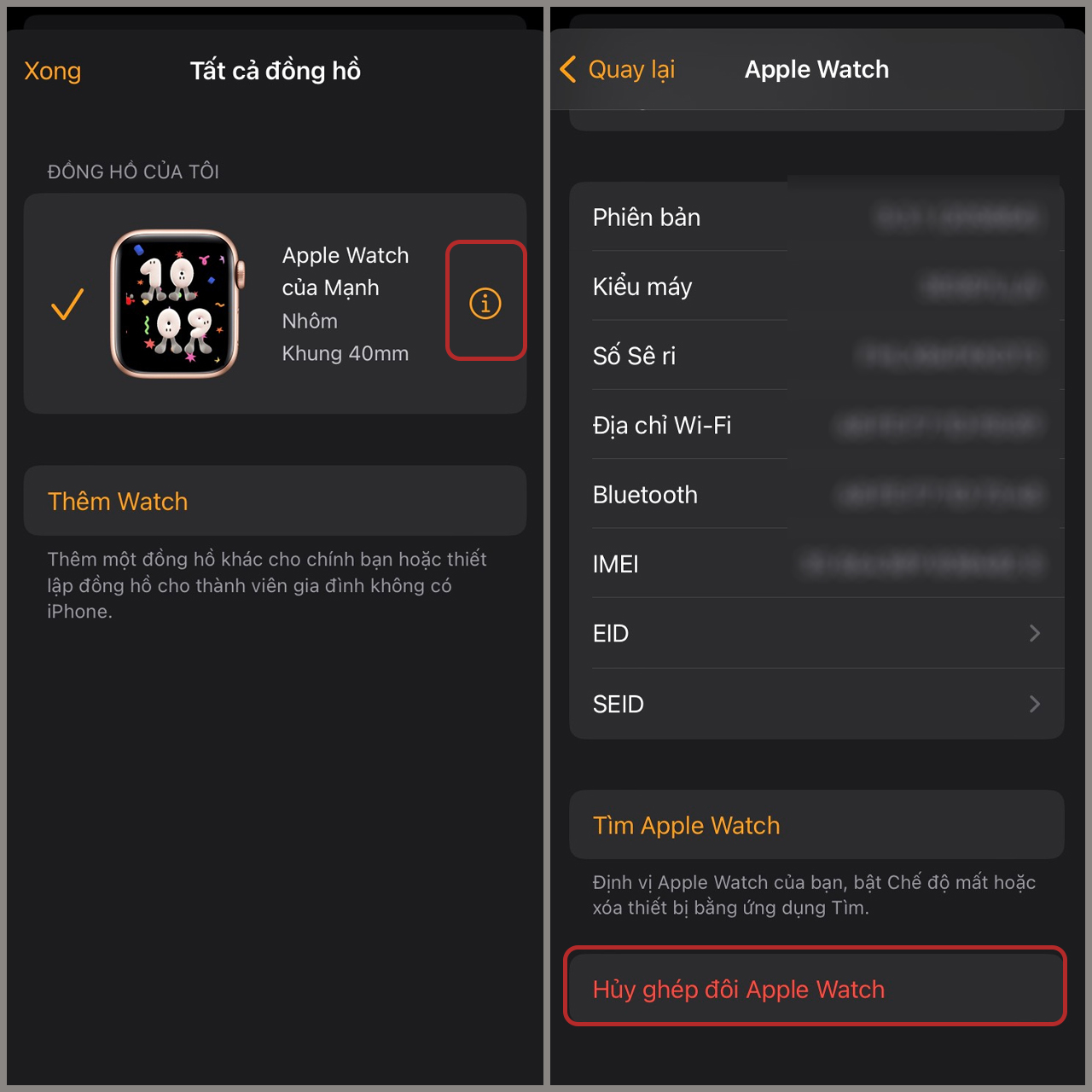 Cách thoát iCloud cho Apple Watch bước 2